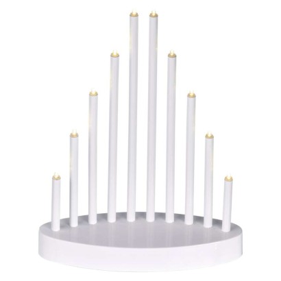 LED svícen bílý, 3x AA, teplá bílá, časovač