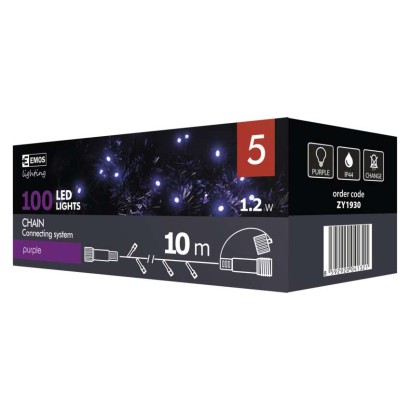 Spojovací Standard LED vánoční řetěz, 10m, fialová