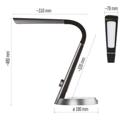LED galda lampa JAMES, melna