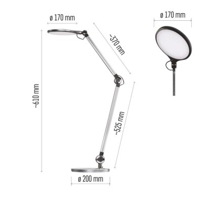Lampa biurkowa LED KAREN, szary