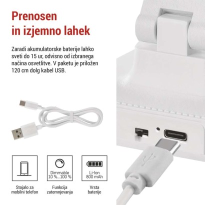 Namizna LED svetilka AMY, polnilna