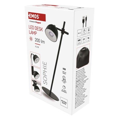 LED Schreibtischlampe SOPHIE, wiederaufladbar, schwarz