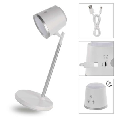 LED Schreibtischlampe ABBIE, wiederaufladbar, weiss