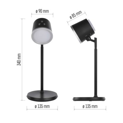 LED Schreibtischlampe ABBIE wiederaufladbar, schwarz