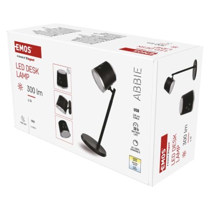 LED Schreibtischlampe ABBIE wiederaufladbar, schwarz