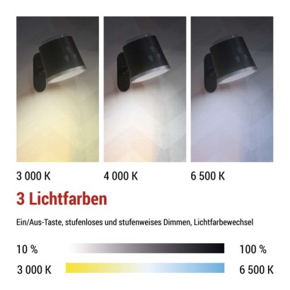 LED Schreibtischlampe ABBIE wiederaufladbar, schwarz