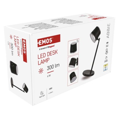 LED Schreibtischlampe ABBIE wiederaufladbar, schwarz