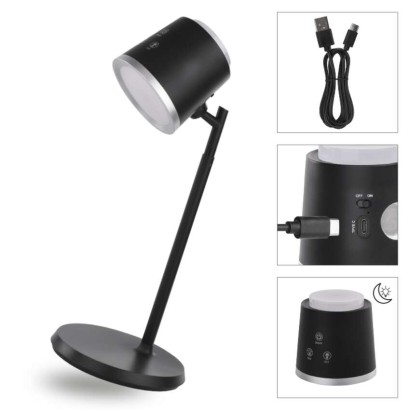 LED Schreibtischlampe ABBIE wiederaufladbar, schwarz