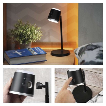 LED Schreibtischlampe ABBIE wiederaufladbar, schwarz