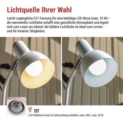 Schreibtischlampe POPPY, weiss
