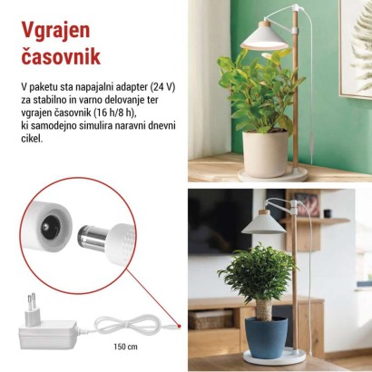 LED svetilka za rastline, polnega spektra, 21 LED diod, notranja, časovnik