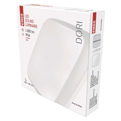 LED Deckenleuchte Dori, eckig, weiss 18W neutralweiss, IP54