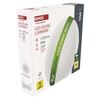 Oprawa sufitowa LED TIVI, B CLASS, okrągła biała 12,5W, IP44, ciepła biel