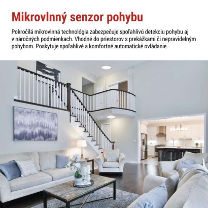 LED stropné svietidlo TIVI, A CLASS, MW sensor, okrúhle biele 12,5W, IP44, Neutrálna biela