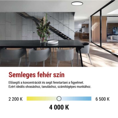 LED felületi lámpatest FLORI fekete, fehér, 18W, semleges fehér