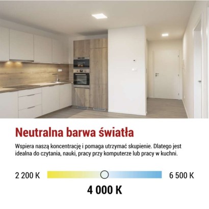 Oprawa LED FLORI kwadratowy, biała, 22W, neutralna biel