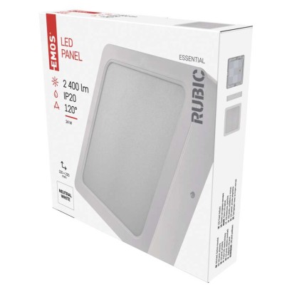 Panel LED  natynkowy RUBIC 2w1, kwadrat, biały, 24W, naturalna biel