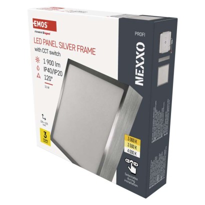 LED lampa NEXXO, matēts niķelis, 22,5 x 22,5 cm, 21 W, silti/neitrāli balta