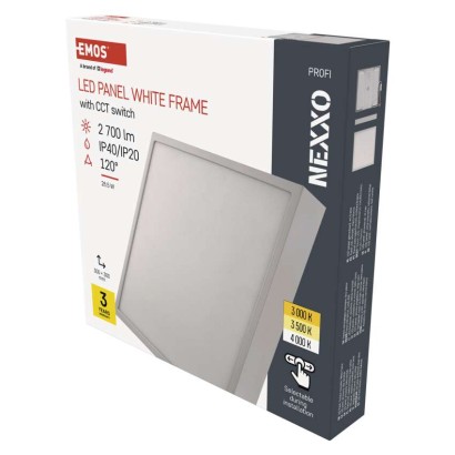 LED lampa NEXXO, balta, 30 x 30 cm, 28,5 W, silti/neitrāli balta