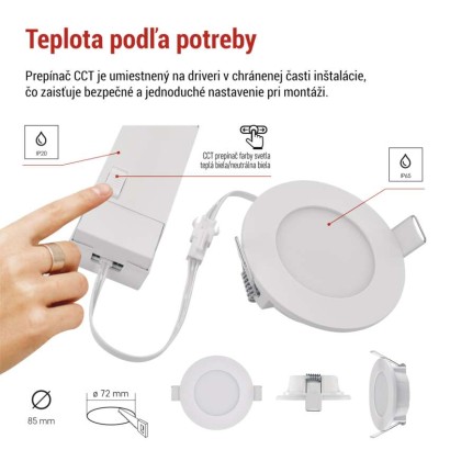 LED bodové svietidlo LORI 4,5W 345LM IP65 CCT bielá
