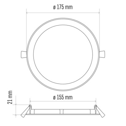 LED panel, vgradni, okrogel, srebrn, 12,5W, nevtralno bela