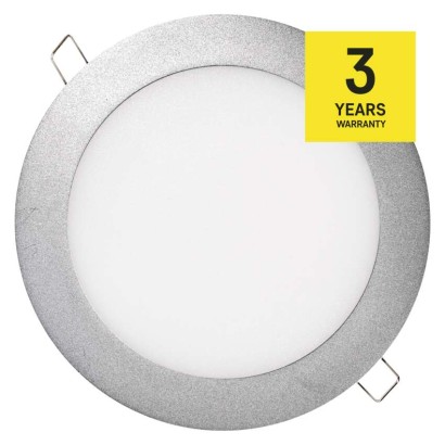 LED panel, vgradni, okrogel, srebrn, 12,5W, nevtralno bela