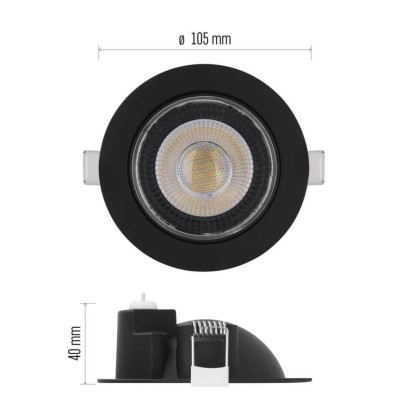 LED reflektor GERI črne barve, okrogel, 6,5W CCT