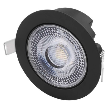 LED reflektor GERI črne barve, okrogel, 6,5W CCT