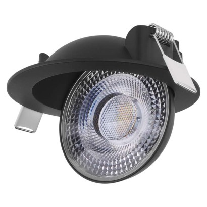 LED reflektor GERI črne barve, okrogel, 6,5W CCT