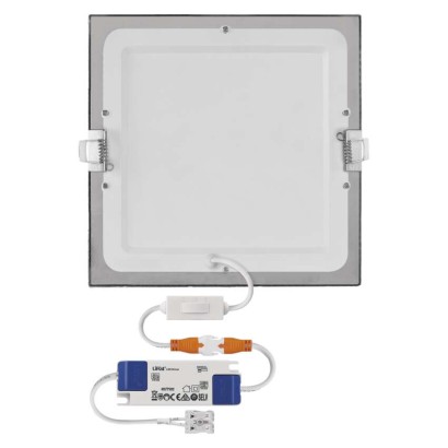 LED panel NEXXO, vgradni,  kvadratni, srebrn, 18W, nastavljiva CCT