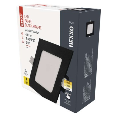 LED gaismeklis NEXXO, melns, 12 x 12 cm, 7 W, silti/neitrāli balts