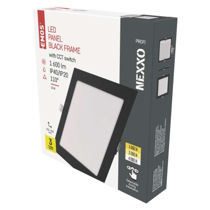 LED-valgusti NEXXO must, 22,5 x 22,5 cm, 18 W, soe/neutraalne valge