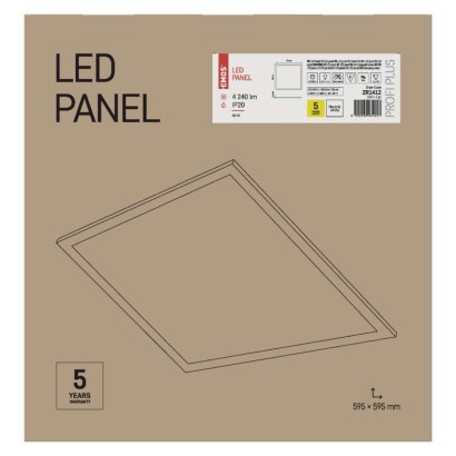 LED panel PROXO60×60, štvorcový vstavaný biely, 40W neutrálna b.