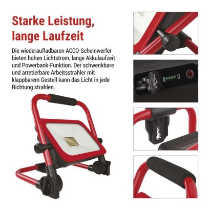 LED-Strahler ACCO, wiederaufladbar, tragbar, 50 W kaltweiss