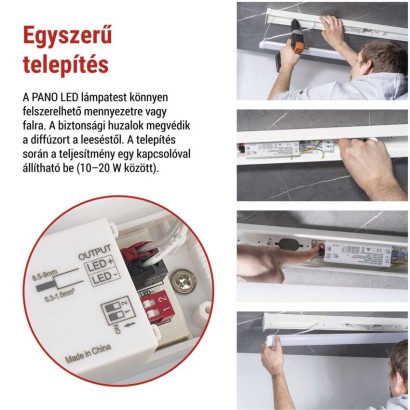 LED lineáris lámpatest PANO 20W, semleges fehér