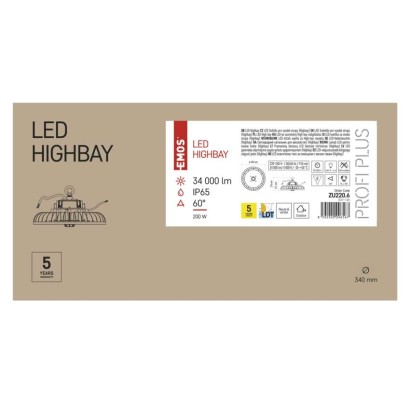 LED priemyselné závesné svietidlo HIGHBAY ASTER 60° 200W