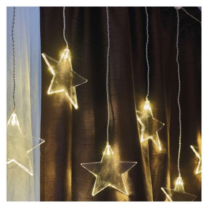 LED božični zastor – zvezde, 45x84, zunanji in notranji, topla bela