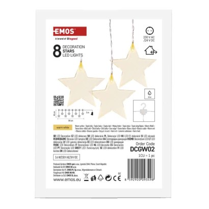 LED božični zastor – zvezde, 45x84, zunanji in notranji, topla bela
