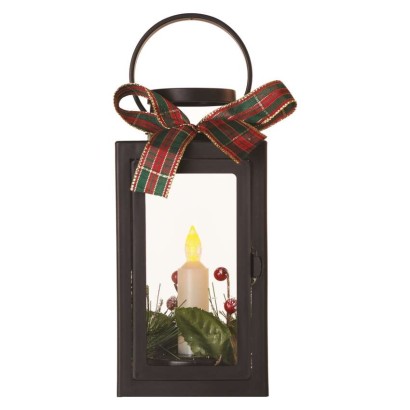 LED Deko – Weihnachtslaterne mit Kerze, schwarz, 20 cm, 3x AAA, Innen, Vintage