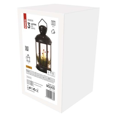 Lampion 1 LED świeczki czarny 35 cm 3x C, vintage, IP20