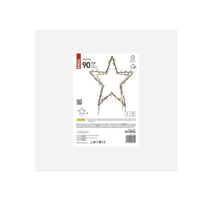 Dekoracja ogrodowa - 90 LED gwiazda metalowa 56 cm, ciepła biel, IP44