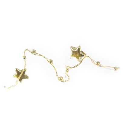 LED Weihnachtslichterkette gold – Sternchen, 1,9 m 2x AA, Innen, warmweiss, Timer