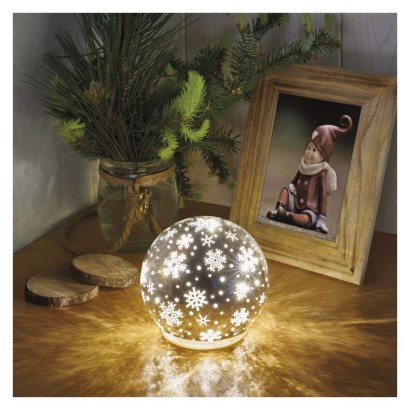 Dekoracje - LED szklana świąteczna ozdoba 10 LED, 12 cm 3x AA ciepła biel, IP20, timer