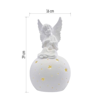 LED-Keramik-Engel, 29 cm, 2x AA, Innen, warmweiss