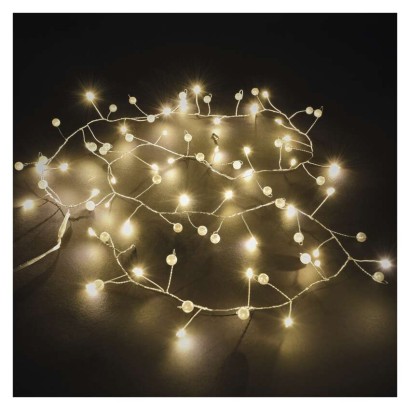 LED girlanda - perly, 1,2 m, 3x AA, vnútorné, teplá biela, časovač