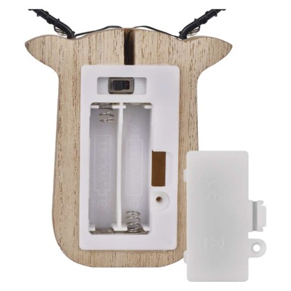 LED Holzdekoration –ren, 16 cm, 2x AAA, innen, warmweiß, Zeitschaltuhr,12 Stk.,display box