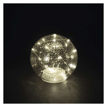 LED Weihnachtskugel aus Glas – gold, 15 cm, 3x AA, Innen, warmweiss, Timer