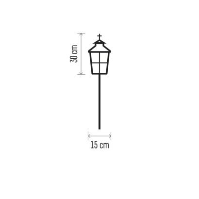 Lampion cmentarny LED, czarny, metalowy, 3x AAA, IP44