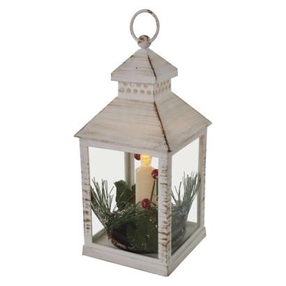 LED dekoracija – božična laterna s svečko, 23 cm, 3x AAA, notranja, vintage