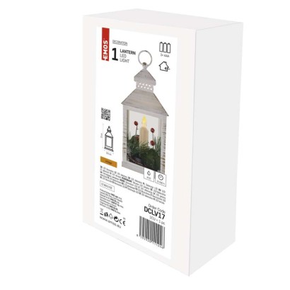LED dekoracija – božična laterna s svečko, 23 cm, 3x AAA, notranja, vintage